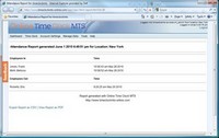 Online Time Clock MTS report in HTML Format Screenshot