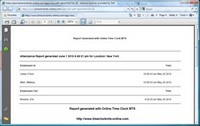 Online Time Clock MTS Report in PDF Format Screenshot