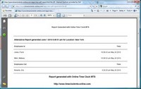 Online Time Clock MTS Report in PDF Format Screenshot