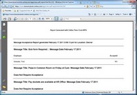 The Message Acceptance Report Screenshot
