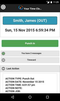 Online Time Clock MTS Mobile Device Interface